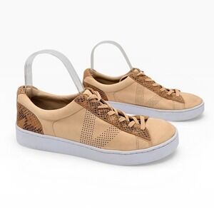 Vionic Honey Sneaker 8.5 Tan Leather Snakeskin Orthotic Low Top Lace Up Shoes